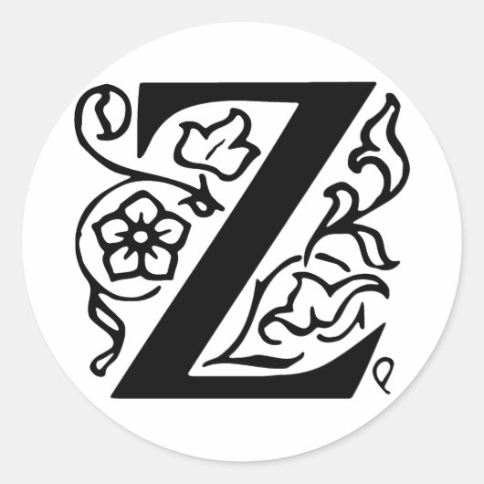 Fancy letter Z Ronde Sticker (Voorkant)