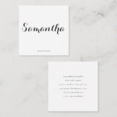 Fancy lettertypeminimiet vierkante visitekaartje (Voorkant / Achterkant)