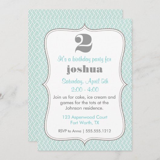 Fancy Lijst 2e verjaardag van de uitnodiging (Voorkant / Achterkant)