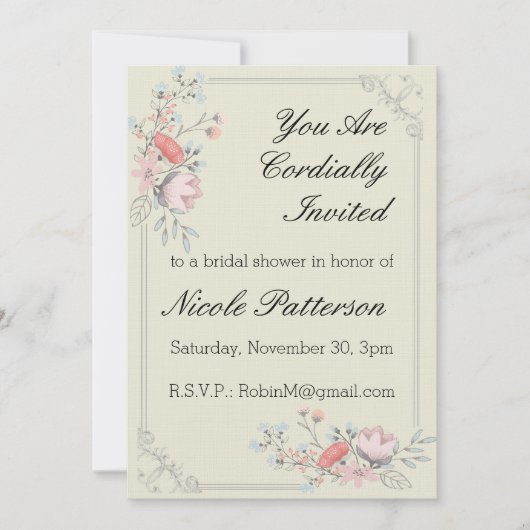 Fancy Lijst 5x7 Bridal Shower-uitnodiging Kaart (Voorkant)