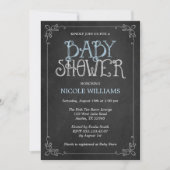 Fancy Lijst Blauw  Chalkboard Baby shower Kaart (Voorkant)