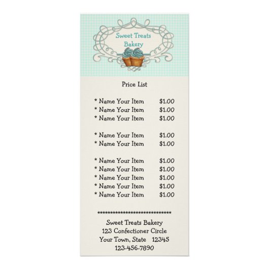Fancy Lijst Blue Cupcakes-rackkaart Reclamekaart (Voorkant)