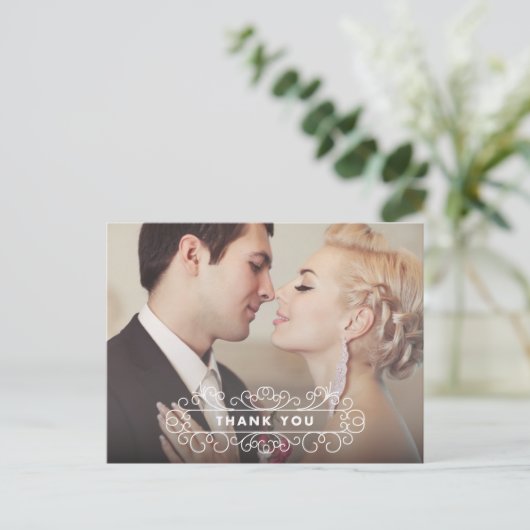 FANCY LIJST | BRUILOFT BEDANKT POST KAART (Staand voorkant)