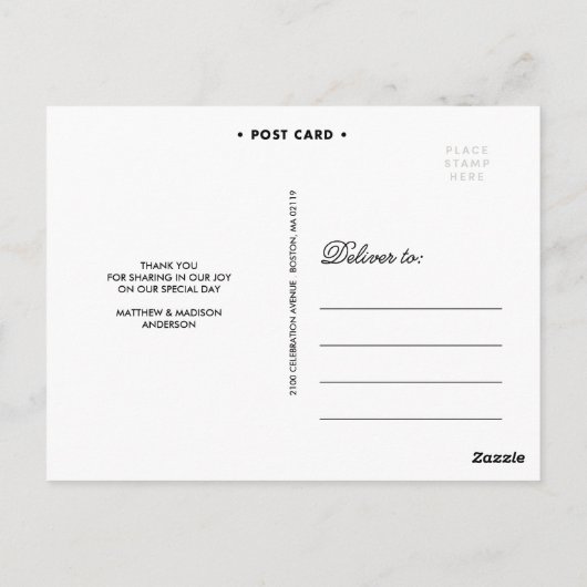 FANCY LIJST | BRUILOFT BEDANKT POST KAART (Achterkant)