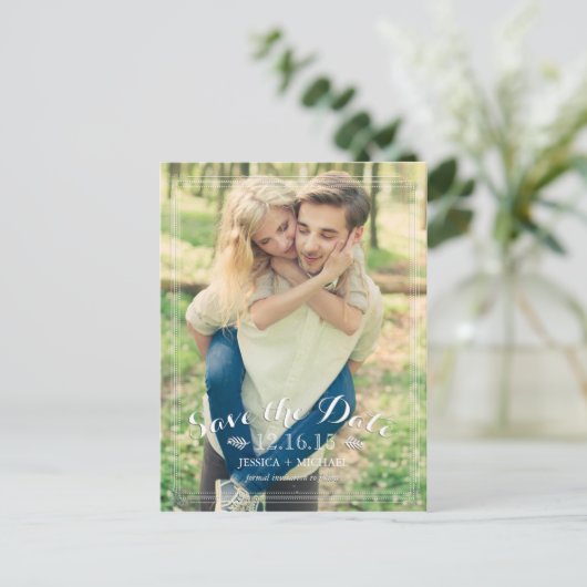 Fancy Lijst De datumaankondigingen opslaan Aankondigingskaart (Staand voorkant)