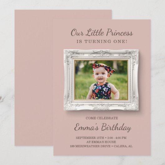 Fancy Lijst eerste verjaardag Kaart (Voorkant / Achterkant)