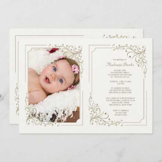 Fancy Lijst Fotouitnodiging Dubbel Kaart (Voorkant / Achterkant)