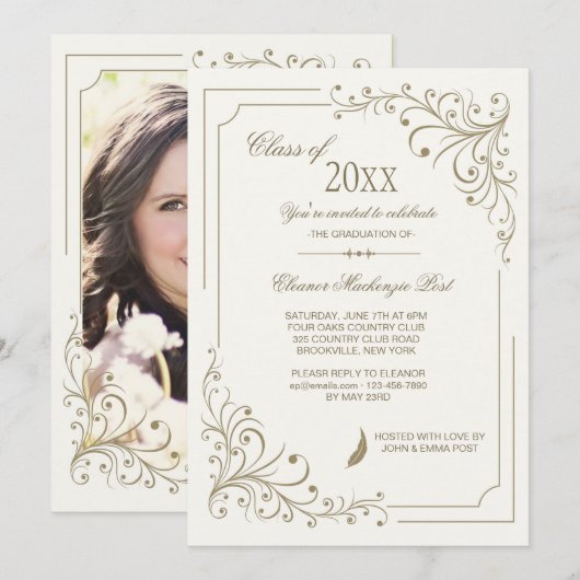 Fancy Lijst Fotouitnodiging Kaart (Voorkant / Achterkant)