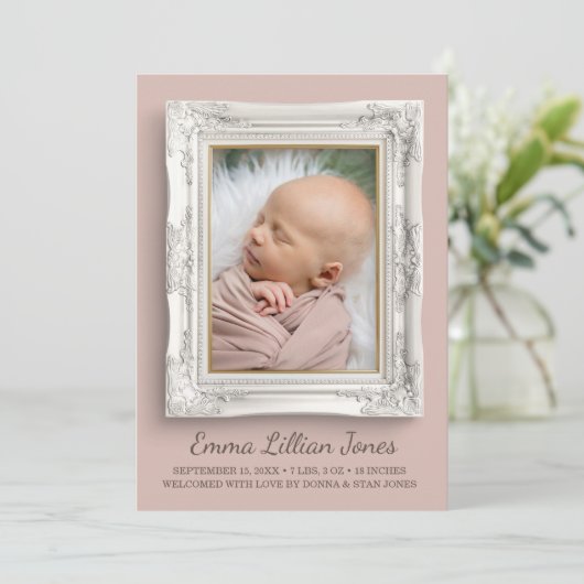 Fancy Lijst geboorte Aankondiging (Staand voorkant)