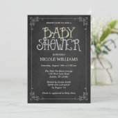 Fancy Lijst Geel  ChalkboardBaby shower Kaart (Staand voorkant)