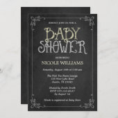 Fancy Lijst Geel  ChalkboardBaby shower Kaart (Voorkant / Achterkant)