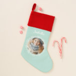 Fancy Lijst gepersonaliseerde foto Kerstsok<br><div class="desc">Mint Green Lijst Gepersonaliseerd fotoontwerp.</div>