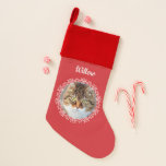 Fancy Lijst gepersonaliseerde foto Kerstsok<br><div class="desc">Rood Lijst Gepersonaliseerd fotoontwerp.</div>