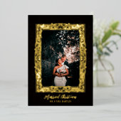 Fancy Lijst met Kerstmis Zwarte Foto Folie Feestdagenkaart (Staand Voorkant)