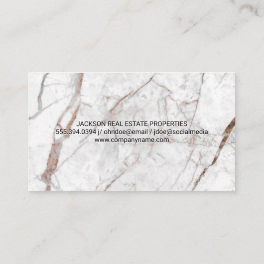 Fancy Lijst met monogram | Witte marmer Visitekaartje (Achterkant)