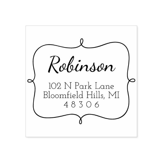 Fancy Lijst | Teruggaveadres script Rubberstempel (Afrduk)