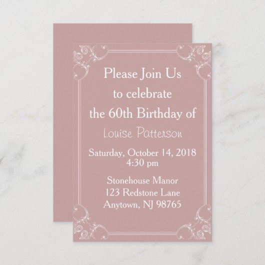 Fancy Lijst Verjaardag Grote Print Uitnodiging (Voorkant / Achterkant)