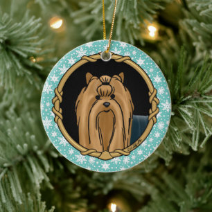 Fancy Lijst Yorkshire Terrier Yorkie Portrait Cute Keramisch Ornament