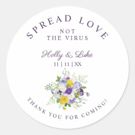Fancy Lilac & Yellow Shades Floral Bouquet Wedding Ronde Sticker
