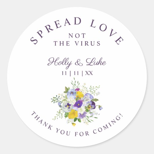 Fancy Lilac & Yellow Shades Floral Bouquet Wedding Ronde Sticker (Voorkant)