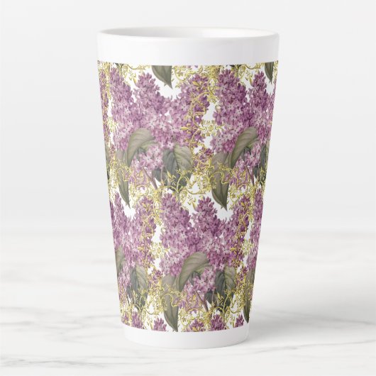 Fancy Lilacs Paarse Flower Latte Mok (Voorkant)