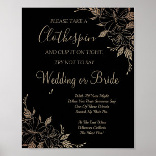 Fancy Lines wasknijper bruiloftsshower spelbord Poster