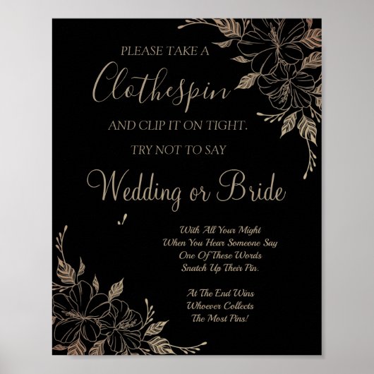 Fancy Lines wasknijper bruiloftsshower spelbord Poster (Voorkant)