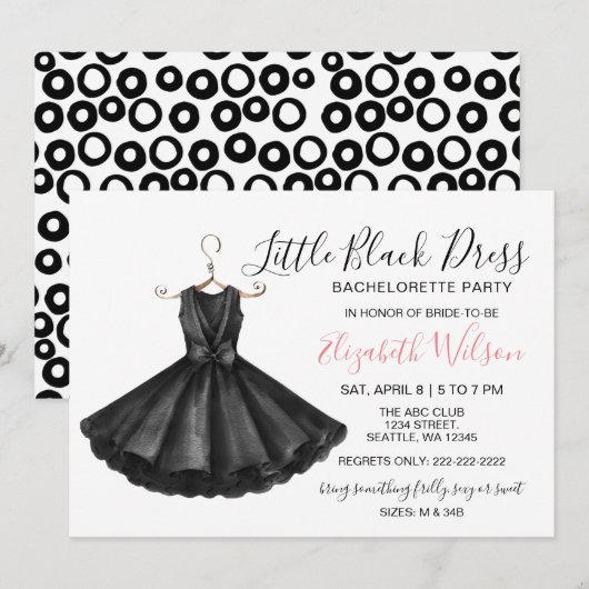 Fancy Little Black Dress Bachelorette Party Kaart (Voorkant / Achterkant)