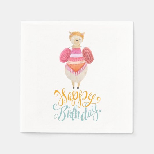 Fancy Llama Birthday Paper Servet (Voorkant)