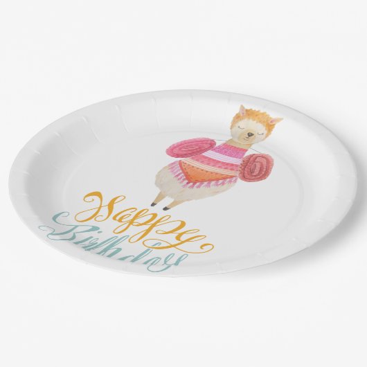 Fancy Llama Birthday Papieren Bordje (Gekanteld)