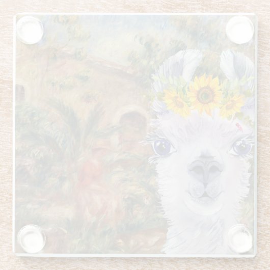 Fancy Llama- en Renoir-boerderij Glazen Onderzetter (Achterkant)