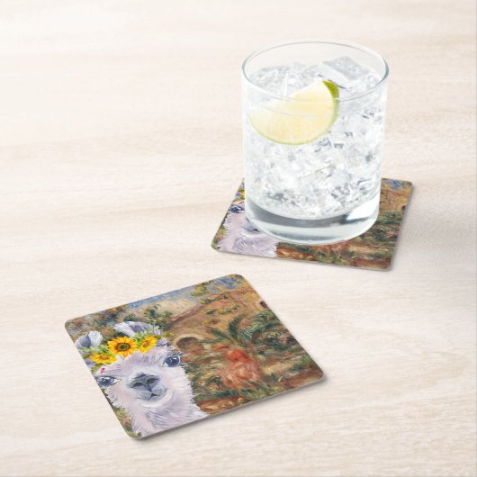 Fancy Llama- en Renoir-boerderij Kartonnen Onderzetters (Insitu)