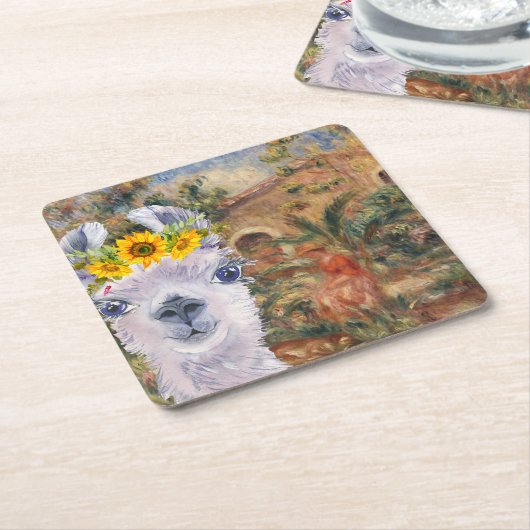 Fancy Llama- en Renoir-boerderij Kartonnen Onderzetters (Schuin)