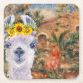 Fancy Llama- en Renoir-boerderij Kartonnen Onderzetters (Voorkant)