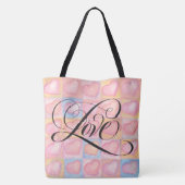 Fancy LOVE Calligrafie script roze hart Tote Bag (Achterkant)