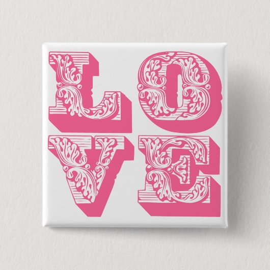 Fancy Love Square Pin Vierkante Button 5,1 Cm (Voorkant)