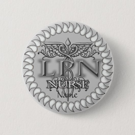 Fancy LPN Caduceus verpleegsterspeldknop Ronde Button 5,7 Cm (Voorkant)