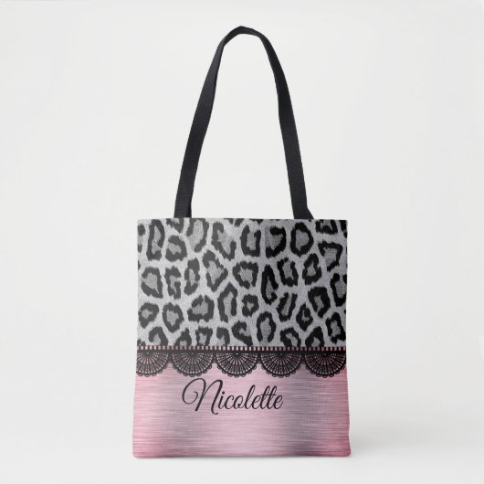 Fancy luipaard en kant met roze blindheid tote bag (Voorkant)