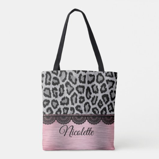 Fancy luipaard en kant met roze blindheid tote bag (Achterkant)