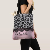 Fancy luipaard en kant met roze blindheid tote bag (Dichtbij)