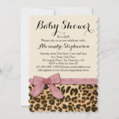 Fancy luipaard roze boog meisje Baby shower uitnod Kaart (Voorkant)