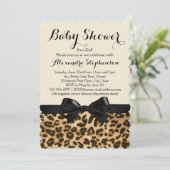Fancy luipaard zwart boog meisje Baby shower Kaart (Staand voorkant)