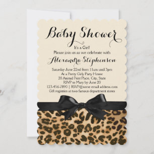 Fancy luipaard zwart boog meisje Baby shower Kaart