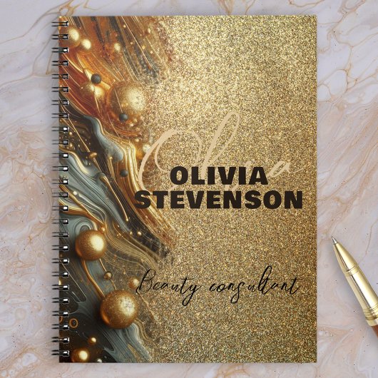 Fancy Luxury Glam Gold Glittery Marble Notitieboek