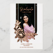 Fancy Luxury Trendy Floral Arch Graduation Party Folie Uitnodiging (Voorkant)