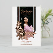 Fancy Luxury Trendy Floral Arch Graduation Party Folie Uitnodiging (Staand Voorkant)