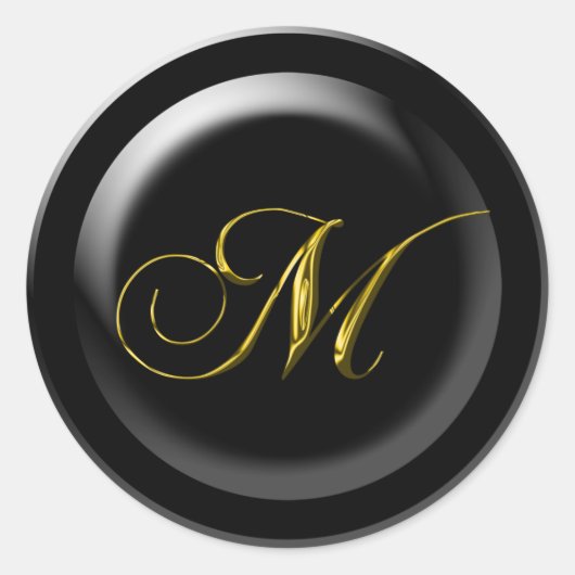 Fancy M-monogram Ronde Sticker (Voorkant)