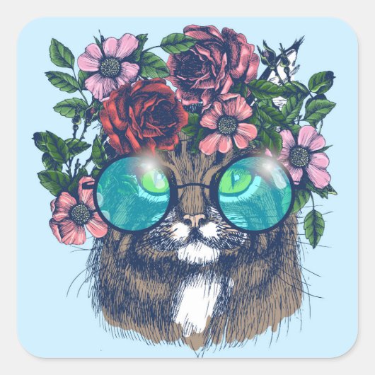 Fancy Maine Coon Vierkante Sticker (Voorkant)