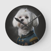 Fancy Maltees Puppy Dog Portret Ronde Klok (Voorkant)