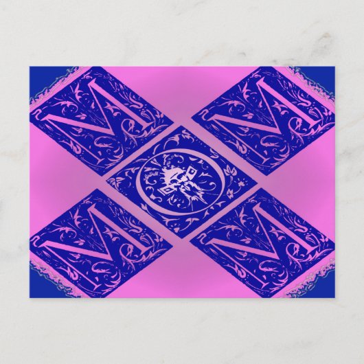 Fancy mam-tekst in blauw en Paars Briefkaart (Voorkant)
